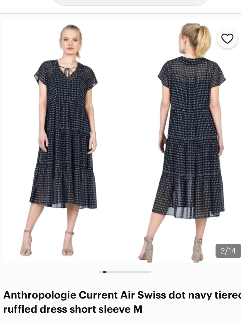 Current Air Navy Swiss Dot Tiered Midi Dress